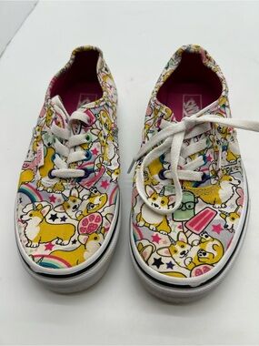 Vans Kids' Corgi Print Canvas Sneakers - Yellow/Pink size 5